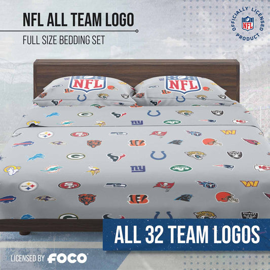 NFL  Ultimate Fan Repeating All Team Logo Bedding Set - Team Color