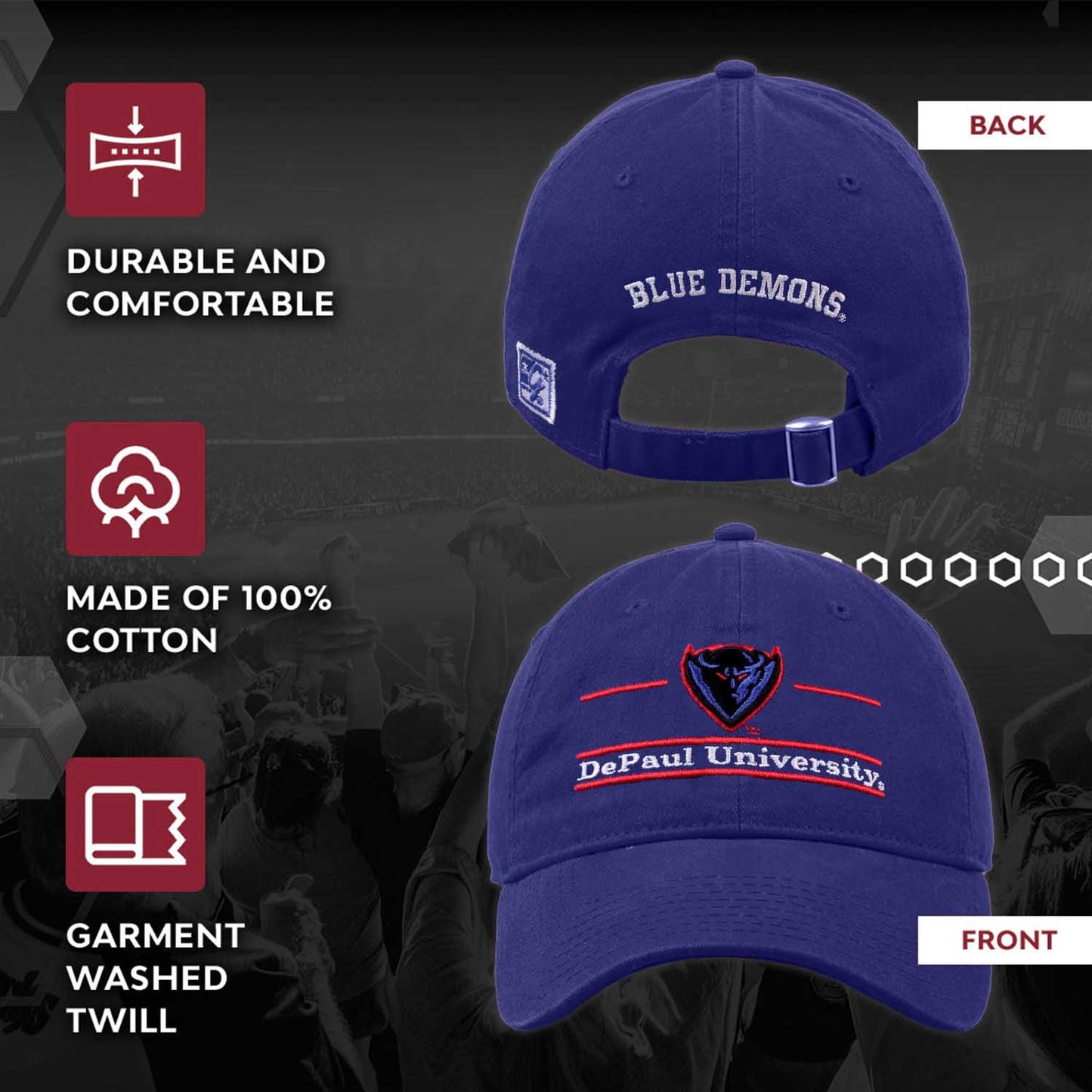 DePaul Blue Demons NCAA Adult Bar Hat - Royal