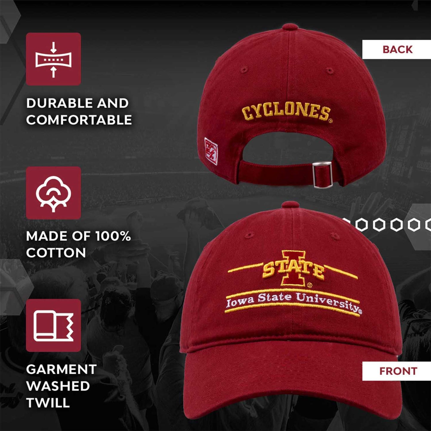 Iowa State Cyclones NCAA Adult Bar Hat - Cardinal