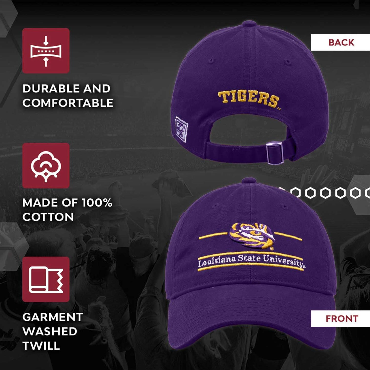 LSU Tigers NCAA Adult Bar Hat - Purple