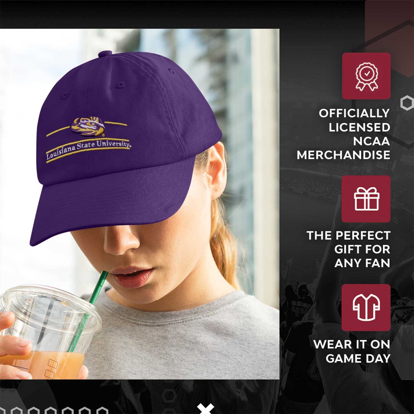LSU Tigers NCAA Adult Bar Hat - Purple