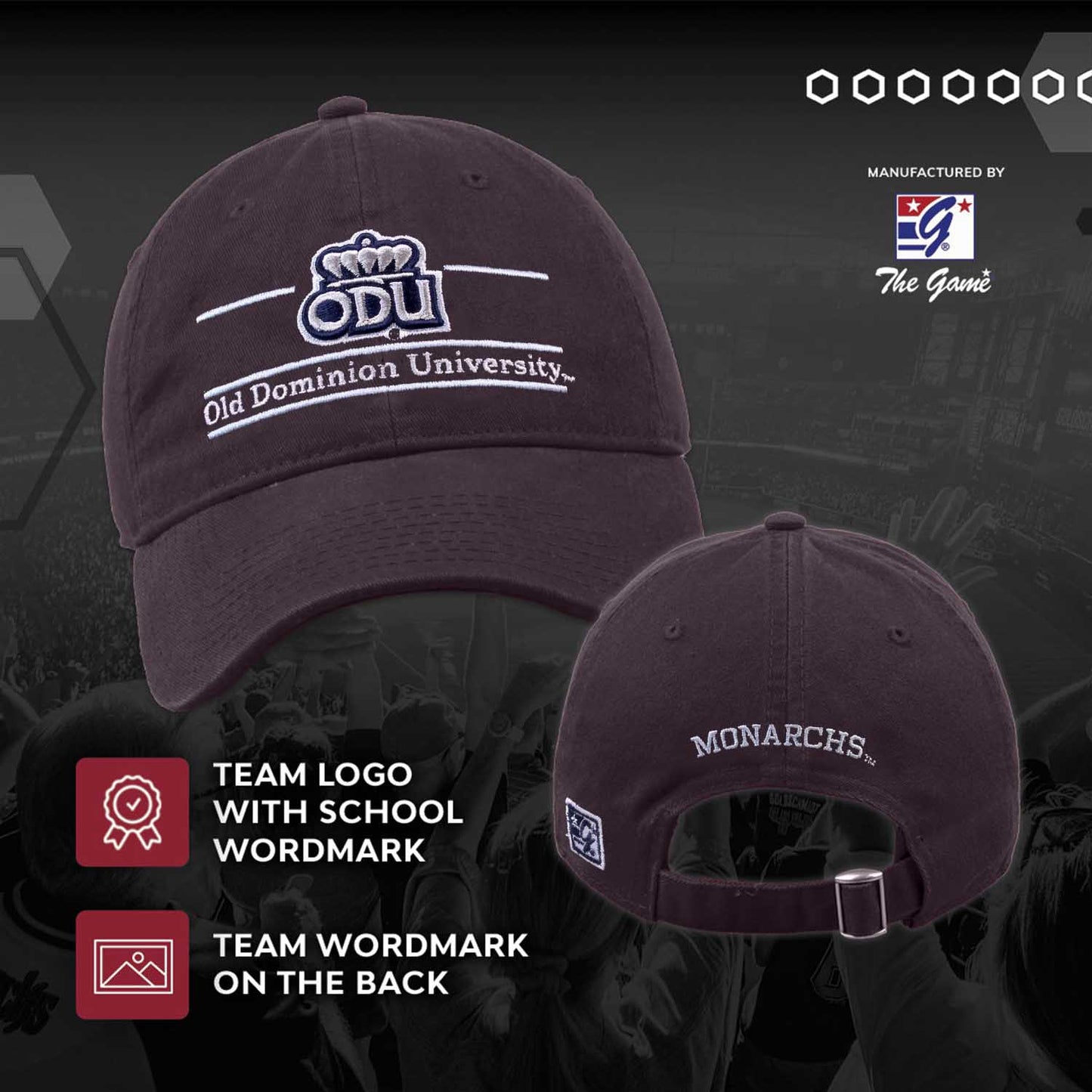 Old Dominion Monarchs NCAA Adult Bar Hat - Black