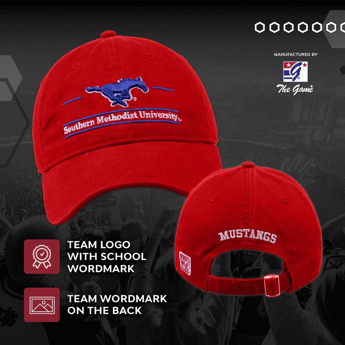 SMU Mustangs NCAA Adult Bar Hat - Red