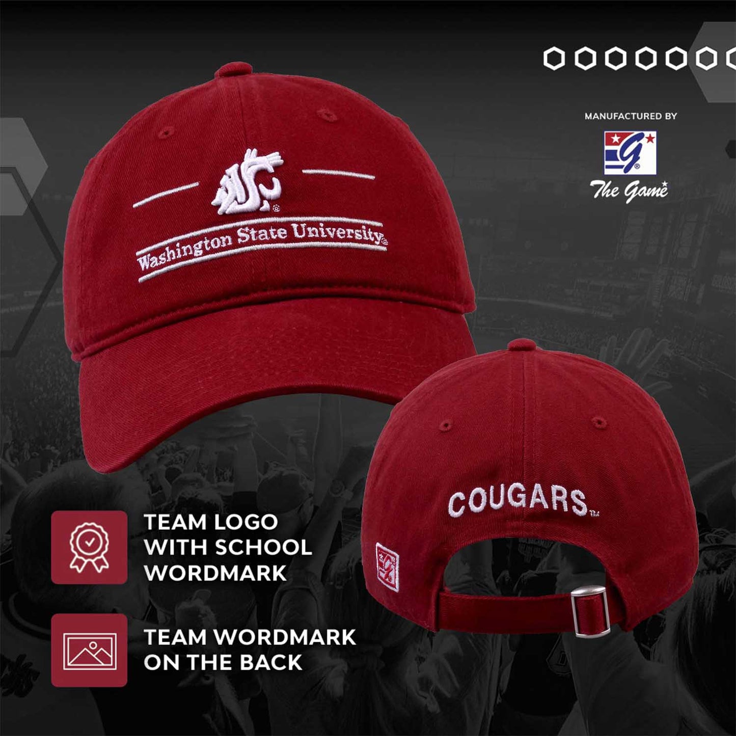 Washington State Cougars NCAA Adult Bar Hat - Cardinal