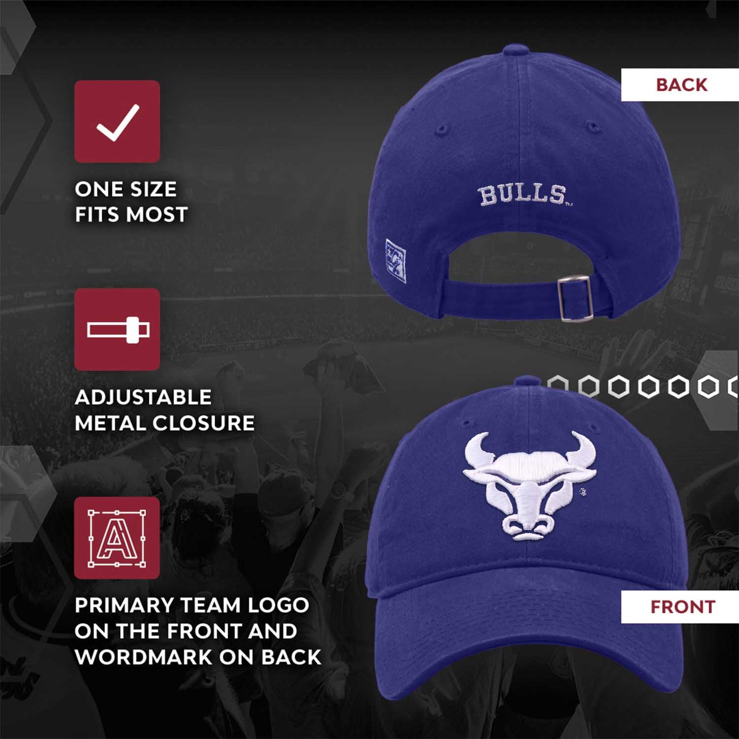 Buffalo Bulls NCAA Adult Relaxed Fit Logo Hat - Royal