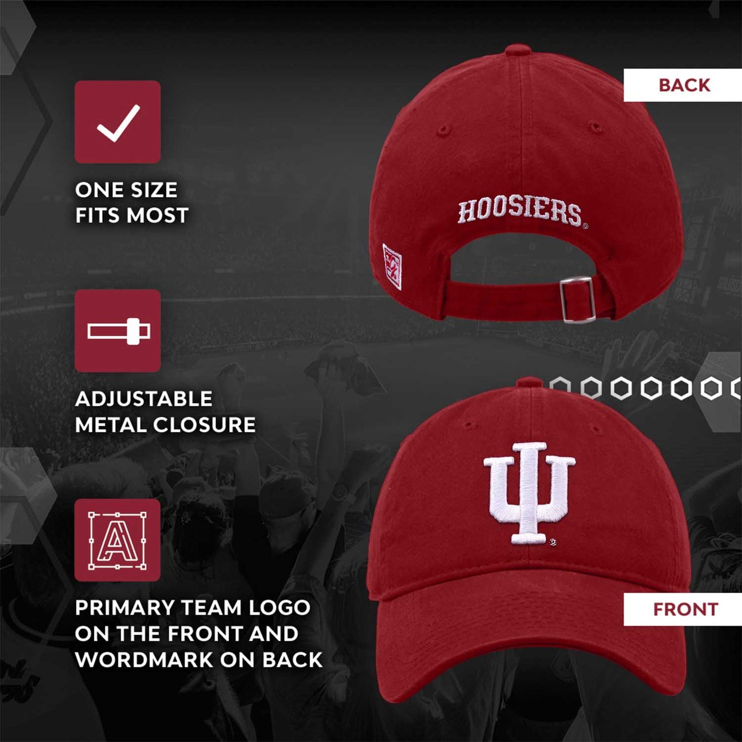 Indiana Hoosiers NCAA Adult Relaxed Fit Logo Hat - Cardinal