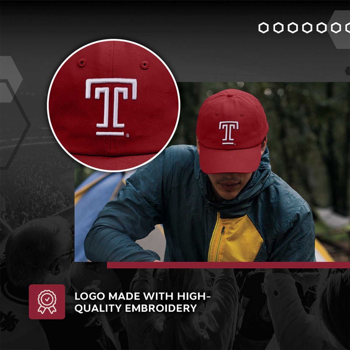 Temple Owls NCAA Adult Relaxed Fit Logo Hat - Cardinal