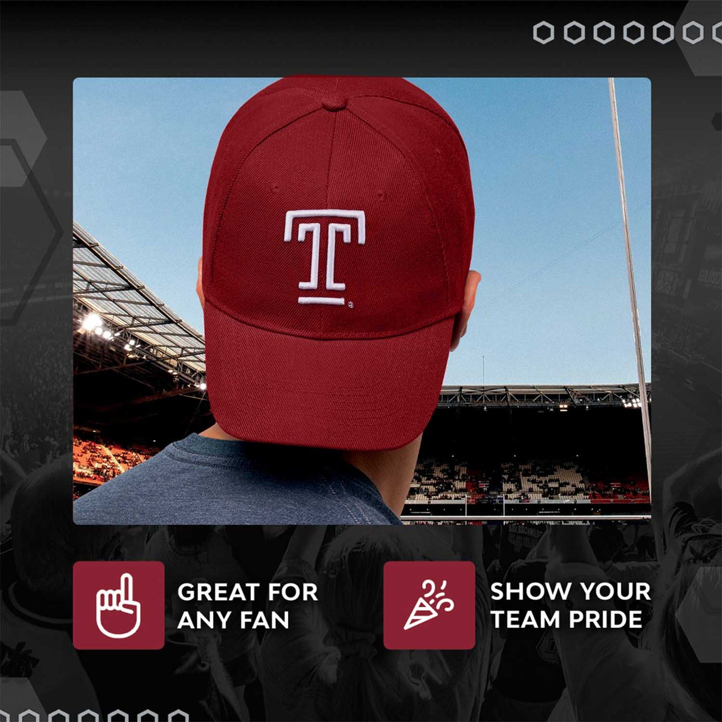 Temple Owls NCAA Adult Relaxed Fit Logo Hat - Cardinal