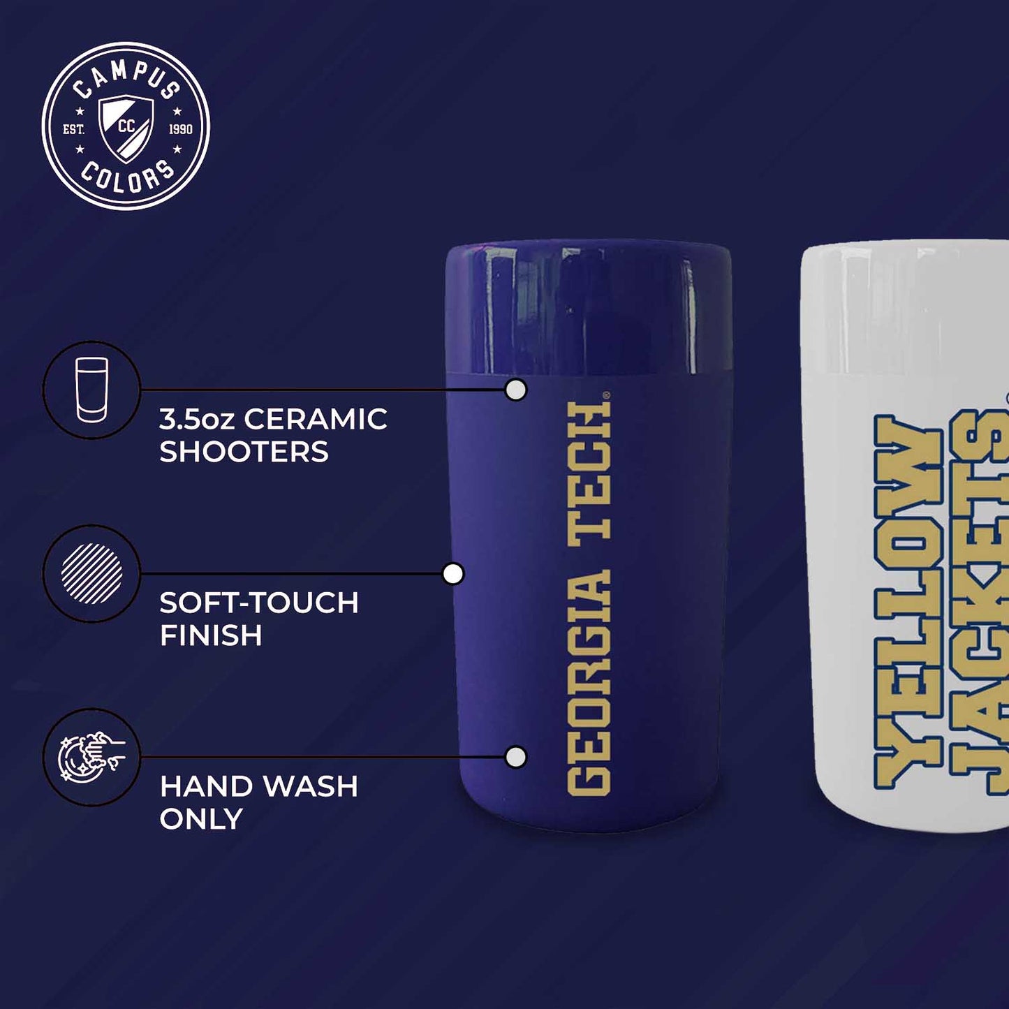 Georgia Tech Yellowjackets College and University 2-Pack Shot Glasses - Team Color