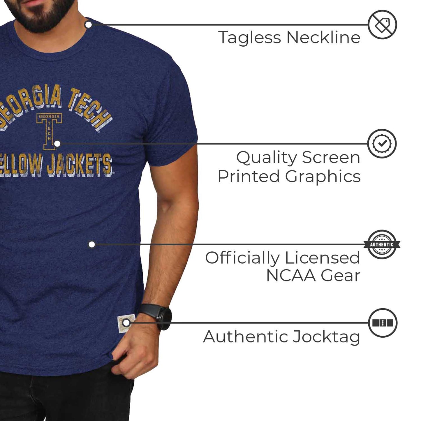 Georgia Tech Yellowjackets Adult College Team Color T-Shirt - Navy