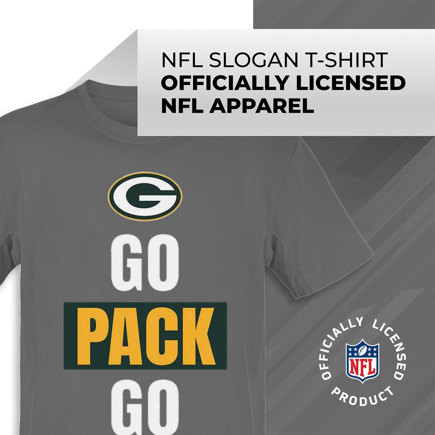 Green Bay Packers NFL Adult Team Slogan Unisex T-Shirt - Sport Gray
