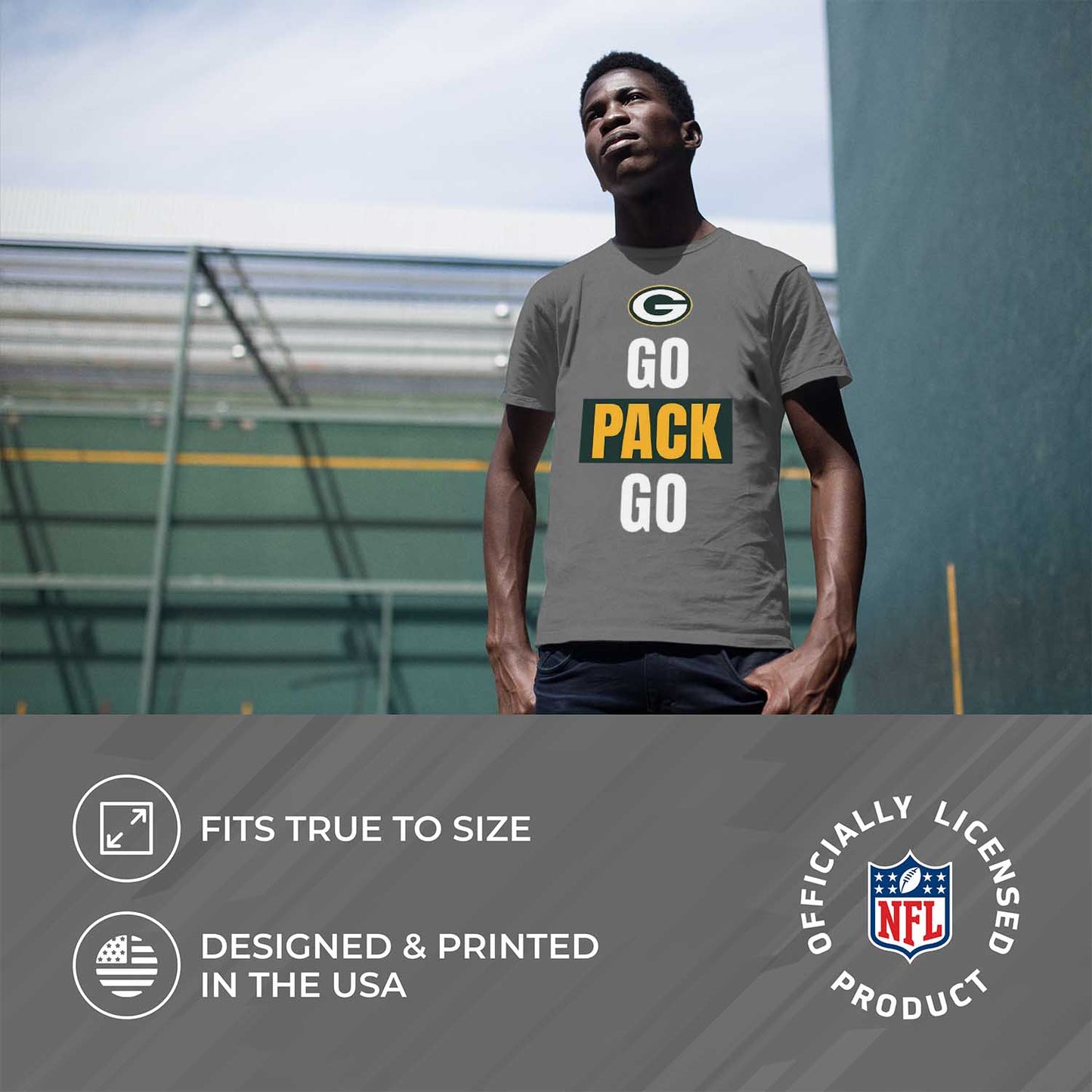 Green Bay Packers NFL Adult Team Slogan Unisex T-Shirt - Sport Gray