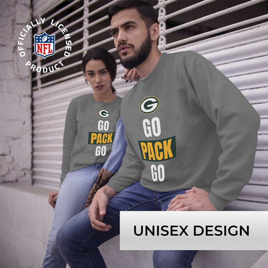 Green Bay Packers NFL Adult Slogan Crewneck Sweatshirt - Sport Gray