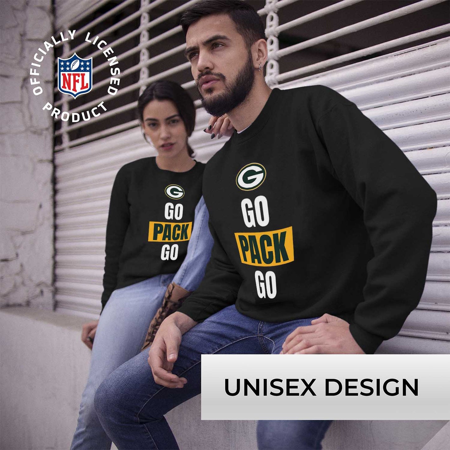 Green Bay Packers NFL Adult Slogan Crewneck Sweatshirt - Black