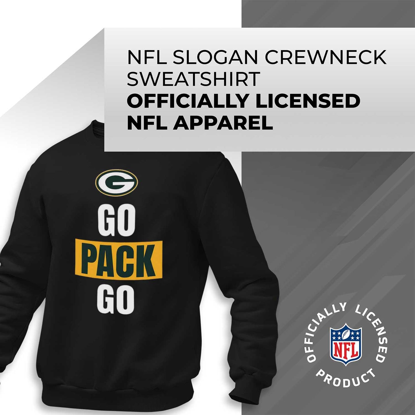 Green Bay Packers NFL Adult Slogan Crewneck Sweatshirt - Black