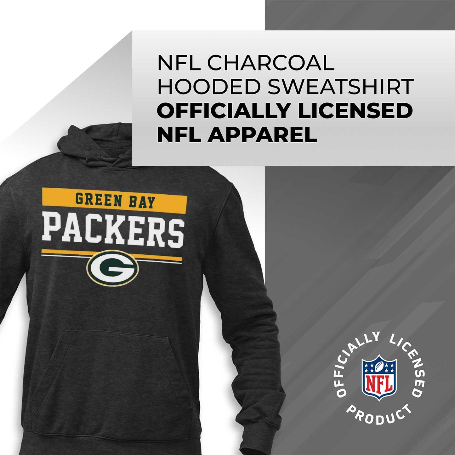Green Bay Packers NFL Adult Gameday Charcoal Hooded Sweatshirt - Charcoal