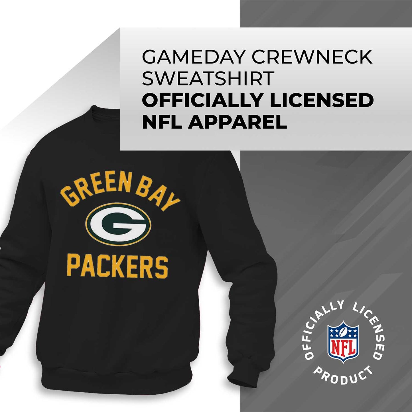 Green Bay Packers NFL Adult Gameday Football Crewneck Sweatshirt - Black