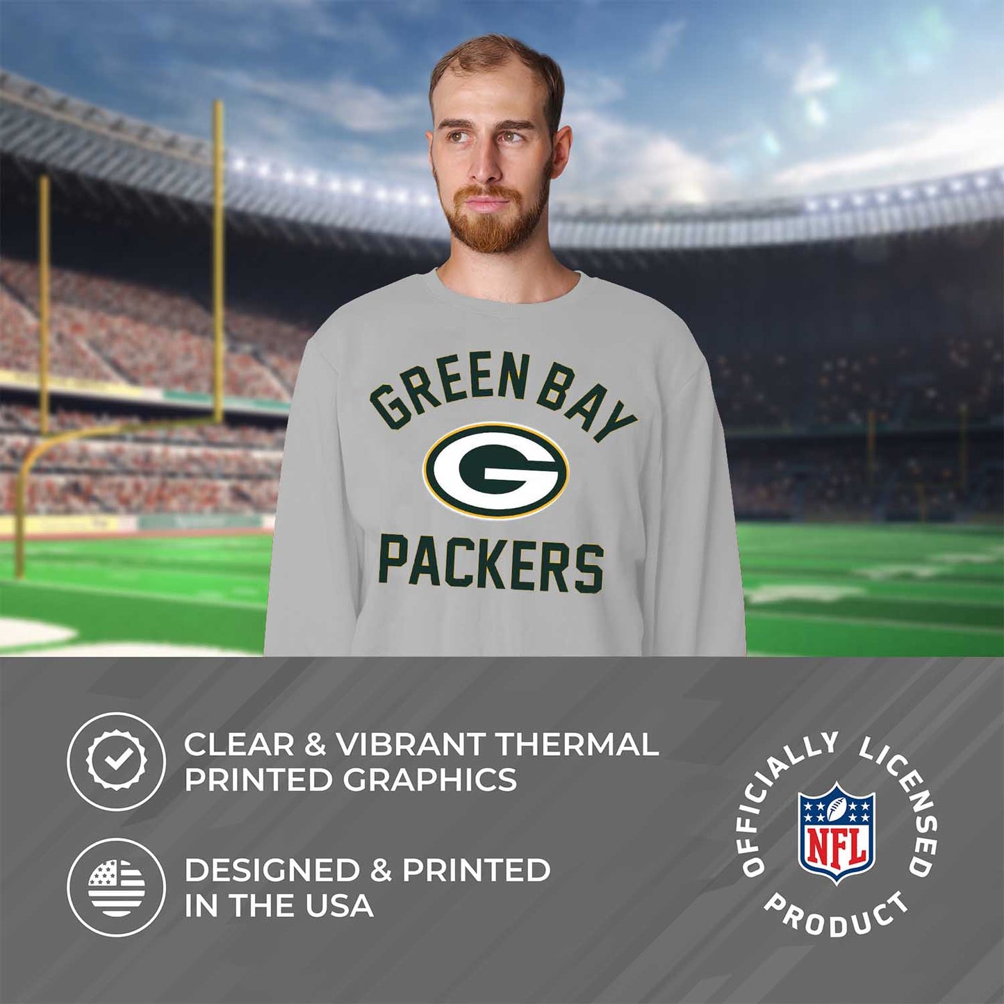 Green Bay Packers NFL Adult Gameday Football Crewneck Sweatshirt - Gray