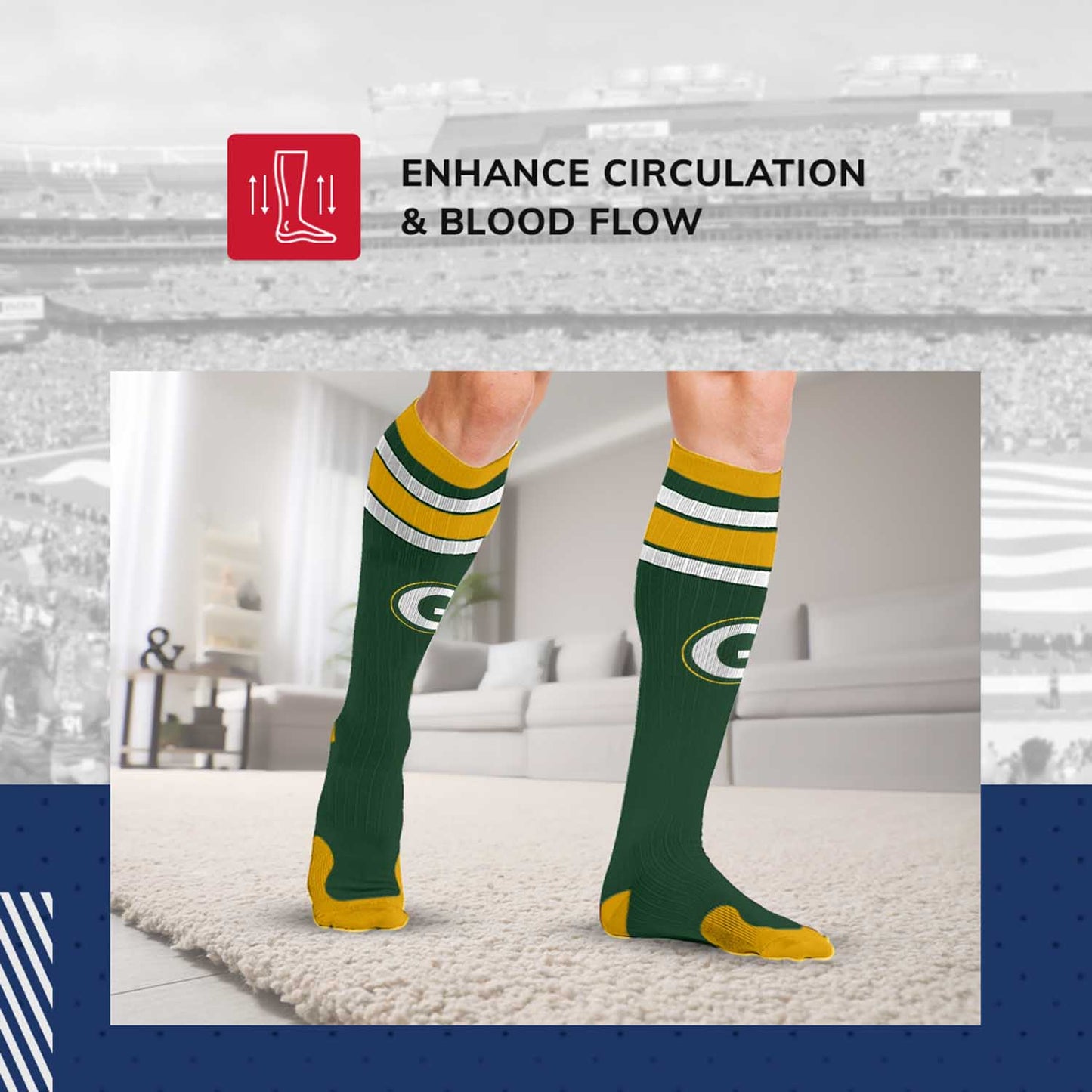 Green Bay Packers NFL Adult Knee High-Performance Socks - Green