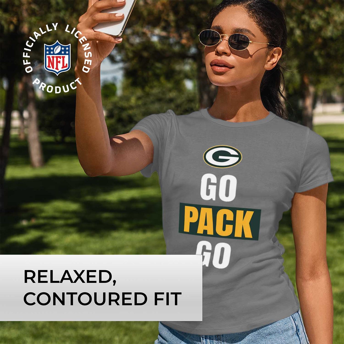 Green Bay Packers NFL Womens Team Slogan Short Sleeve Tshirt - Sport Gray
