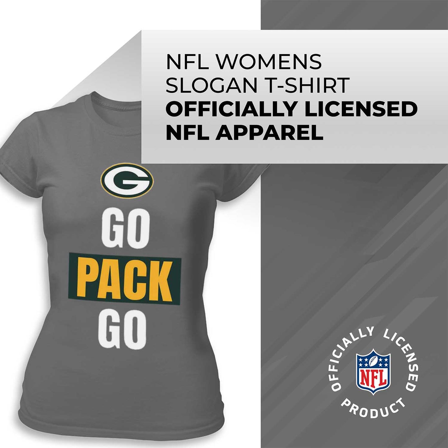 Green Bay Packers NFL Womens Team Slogan Short Sleeve Tshirt - Sport Gray