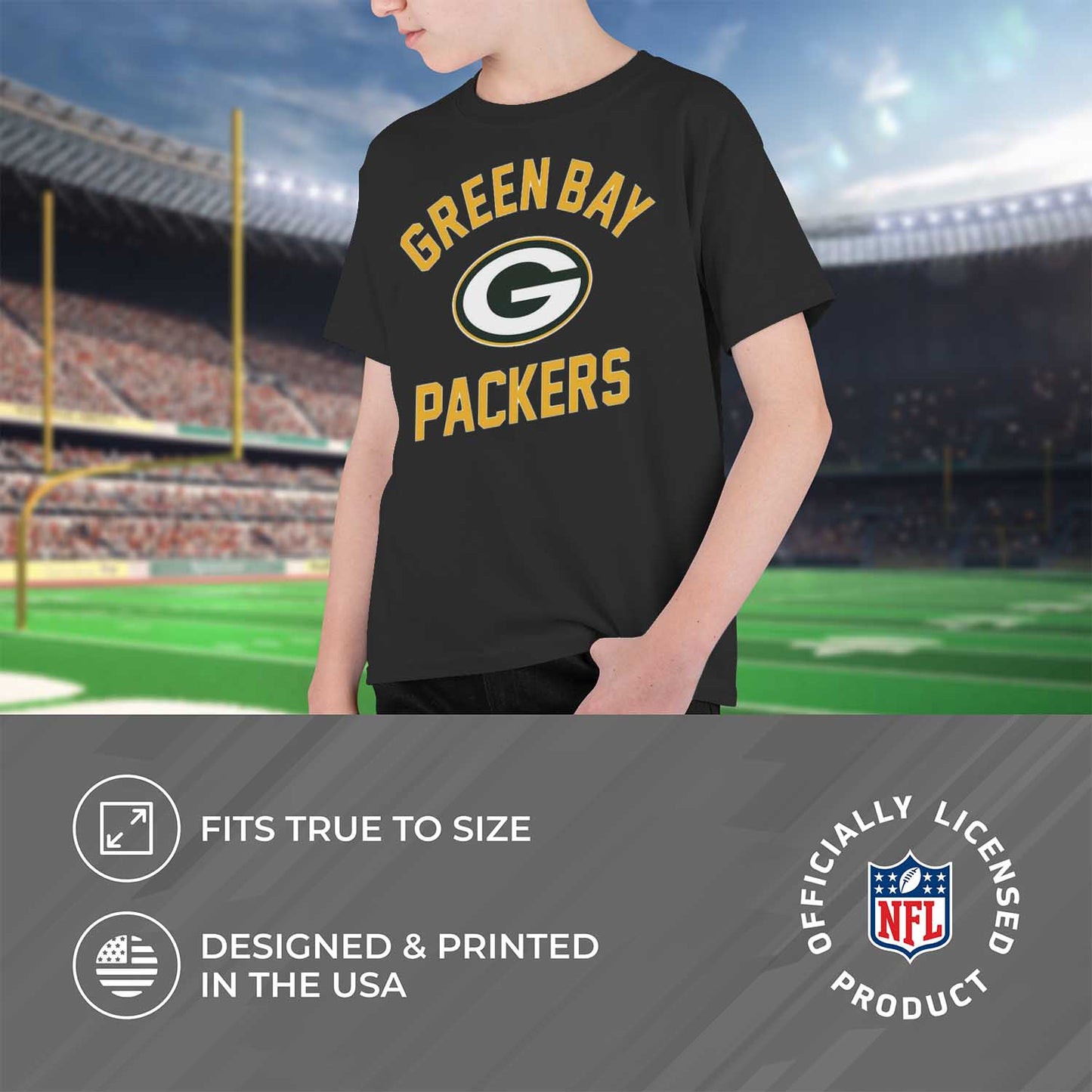 Green Bay Packers NFL Youth Gameday Football T-Shirt - Black