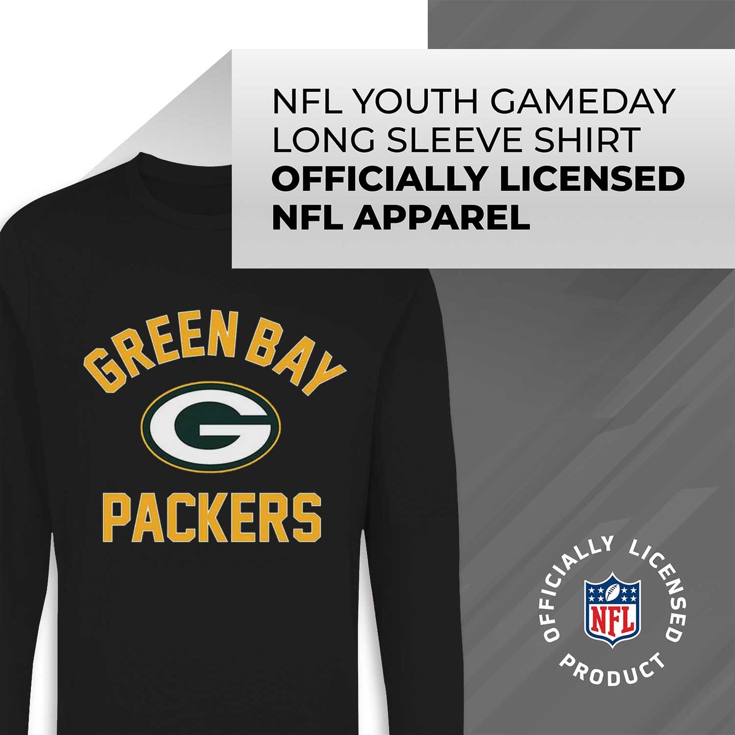 Green Bay Packers NFL Gameday Youth Football Long Sleeve Shirt - Black