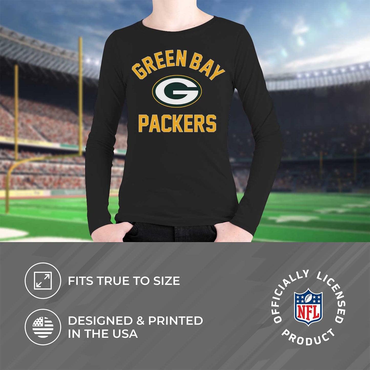 Green Bay Packers NFL Gameday Youth Football Long Sleeve Shirt - Black