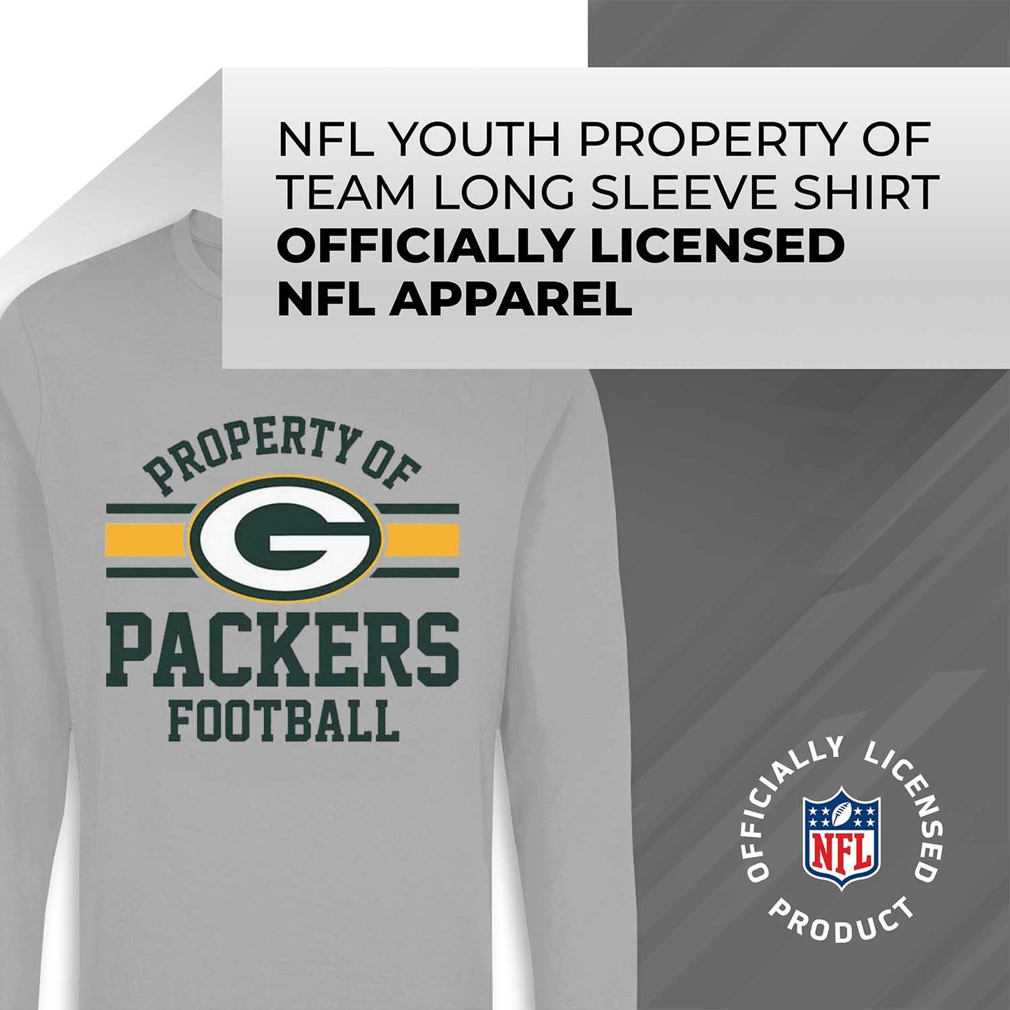 Green Bay Packers NFL Youth Property Of Long Sleeve Lightweight T Shirt - Sport Gray