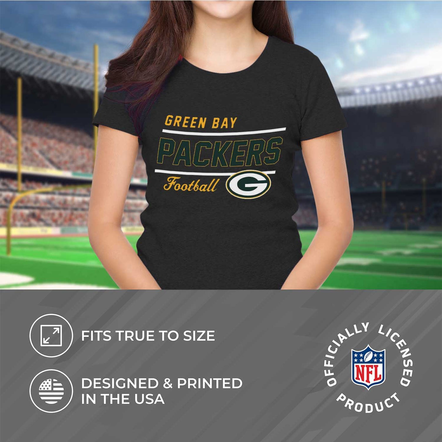 Green Bay Packers NFL Gameday Women's Relaxed Fit T-shirt - Black