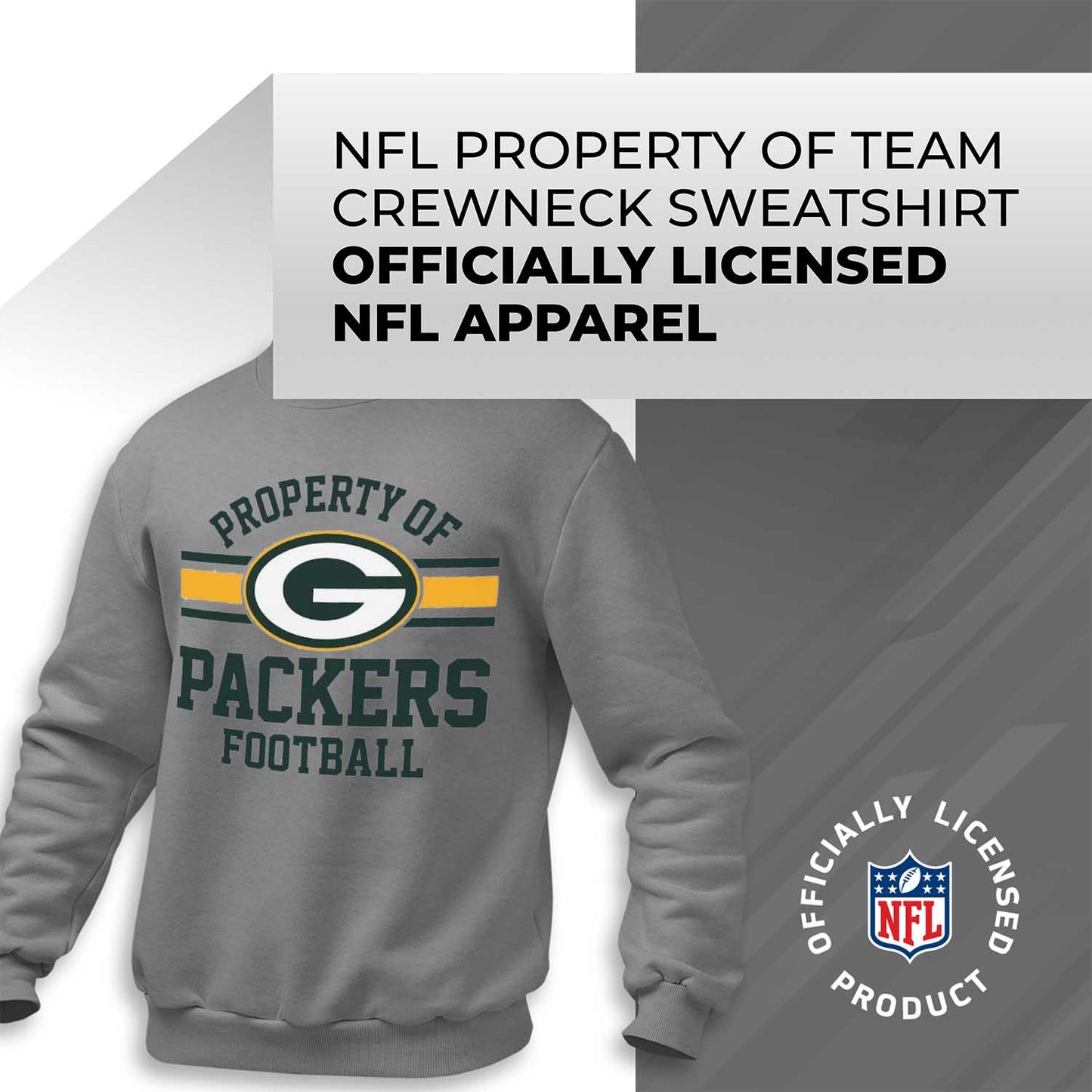 Green Bay Packers NFL Adult Property Of Crewneck Fleece Sweatshirt - Sport Gray