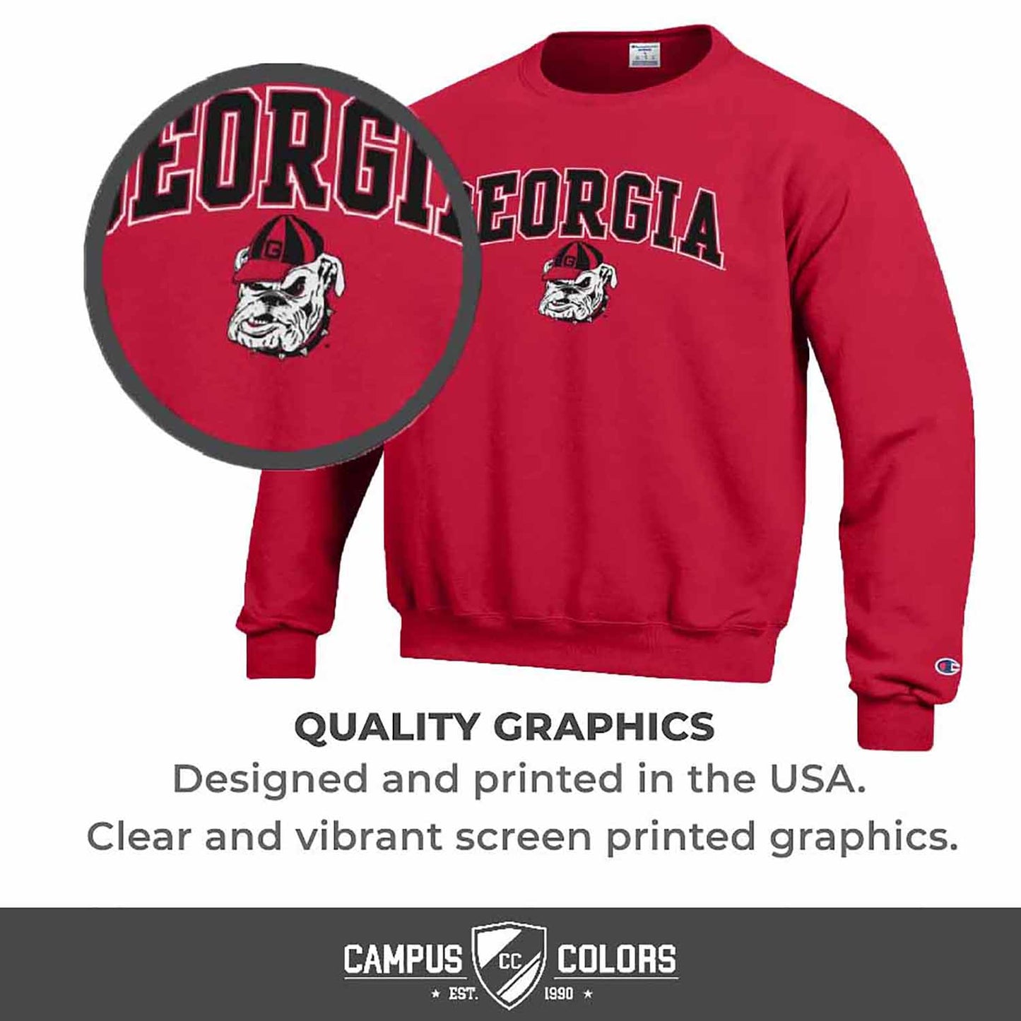 Georgia Bulldogs Adult Arch & Logo Soft Style Gameday Crewneck Sweatshirt - Red