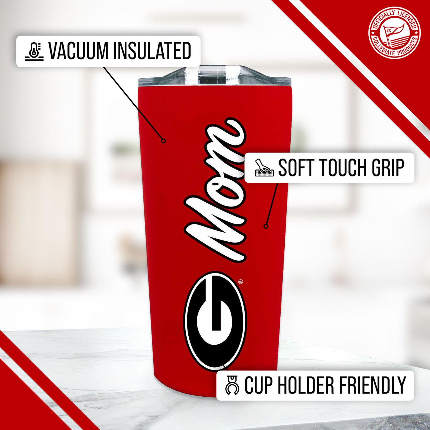 Georgia Bulldogs NCAA Stainless Steel Travel Tumbler for Mom - Red