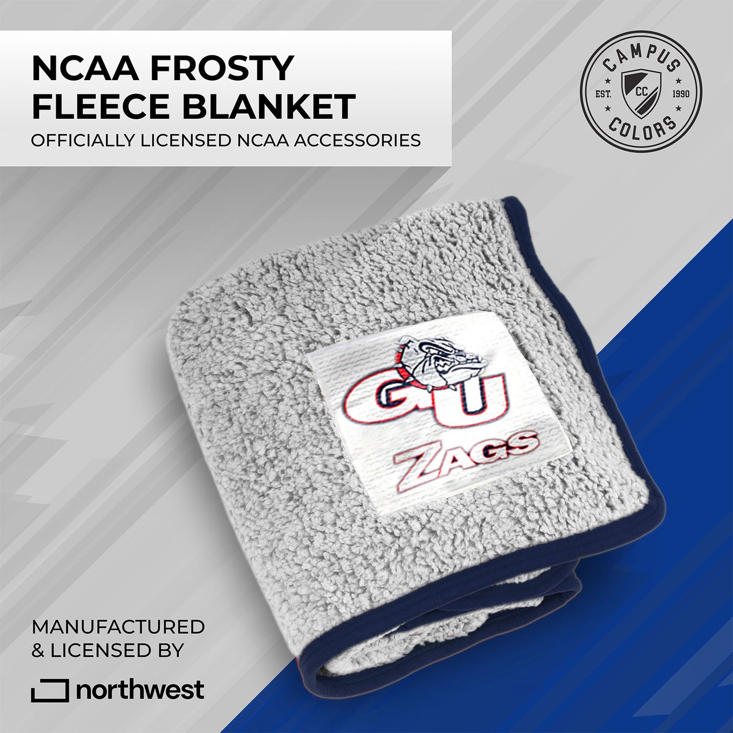 Gonzaga Bulldogs NCAA Silk Sherpa College Throw Blanket - Navy
