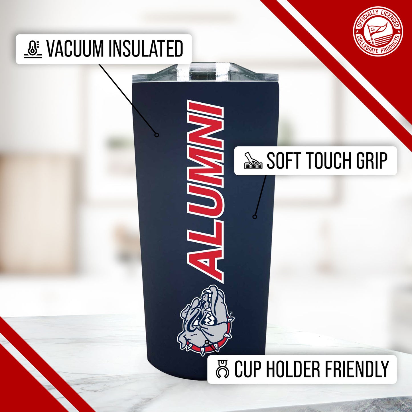 Gonzaga Bulldogs Collegiate Stainless Steel Travel Tumbler for Alumni - Navy