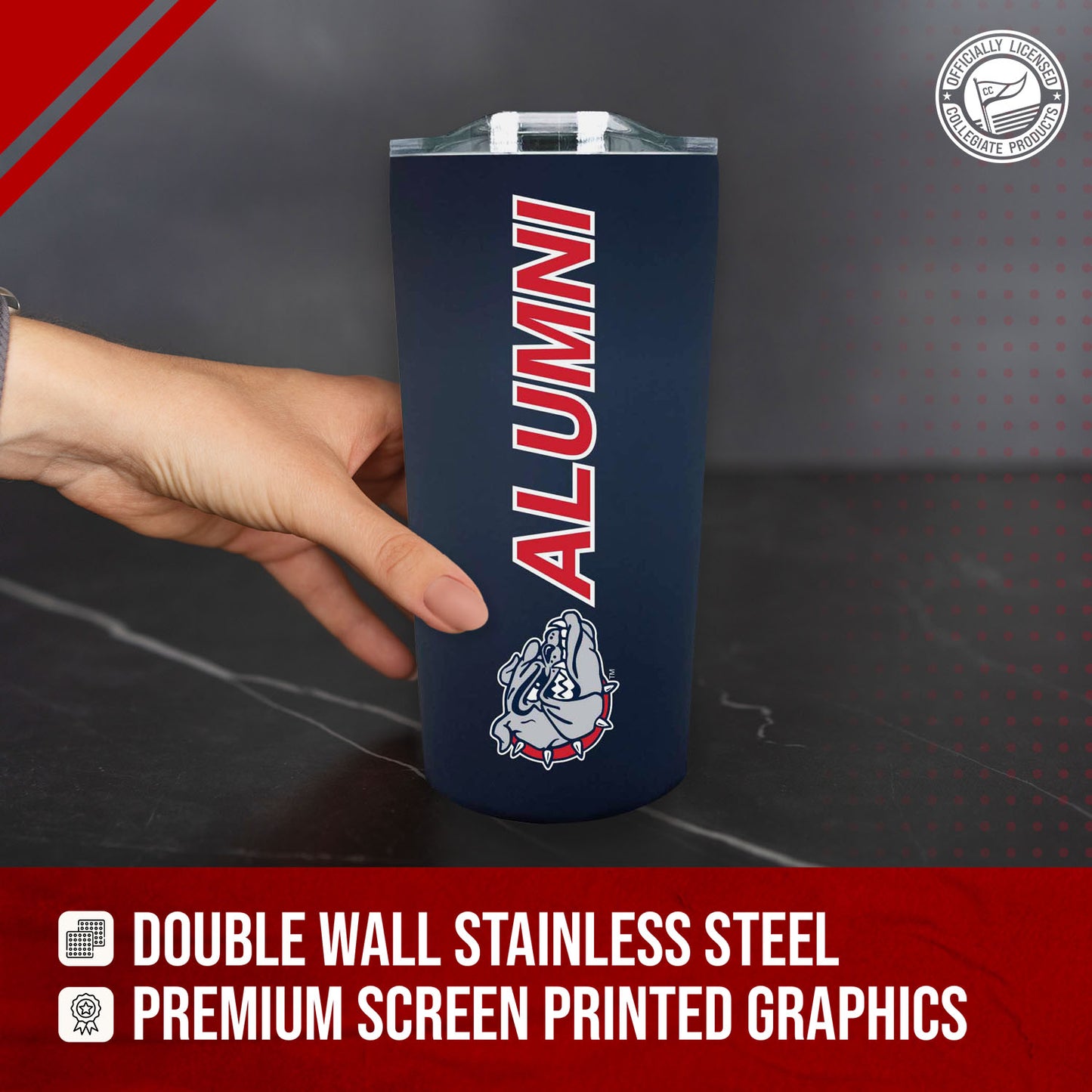 Gonzaga Bulldogs Collegiate Stainless Steel Travel Tumbler for Alumni - Navy