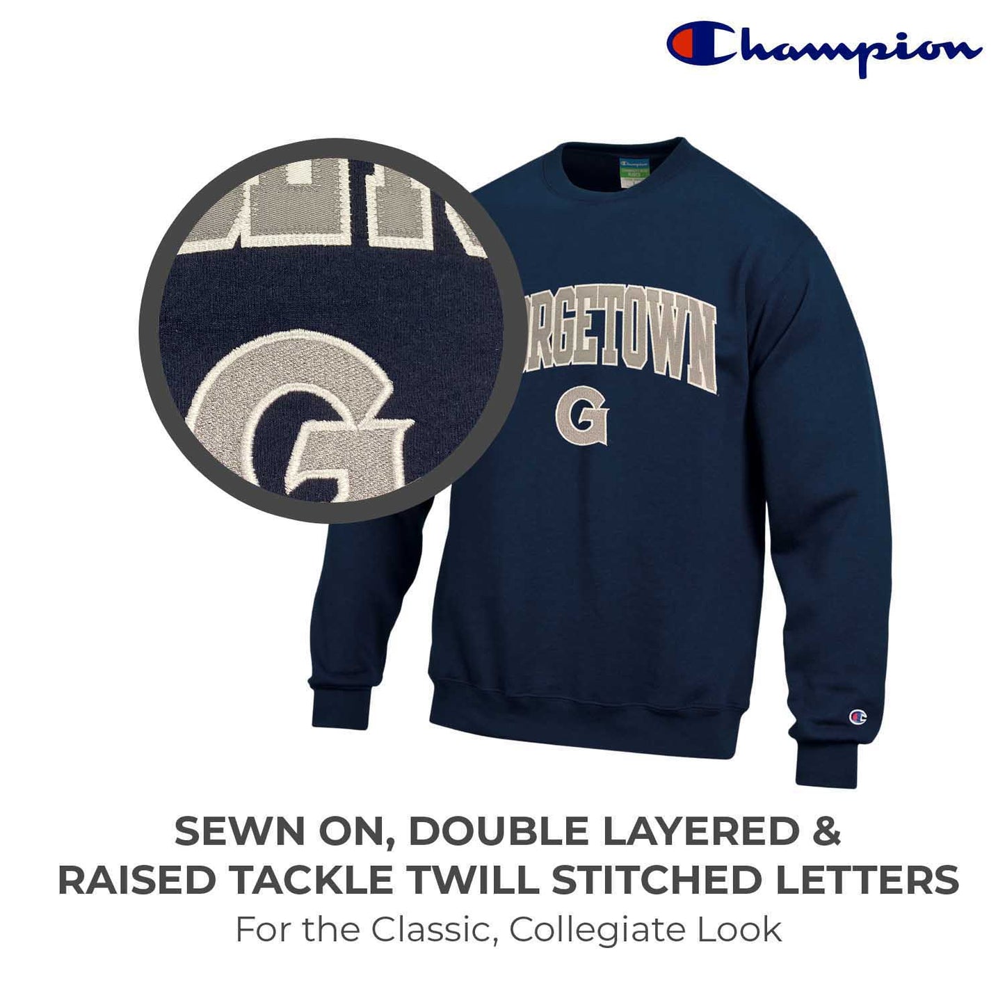 Georgetown Hoyas Adult Tackle Twill Crewneck - Navy