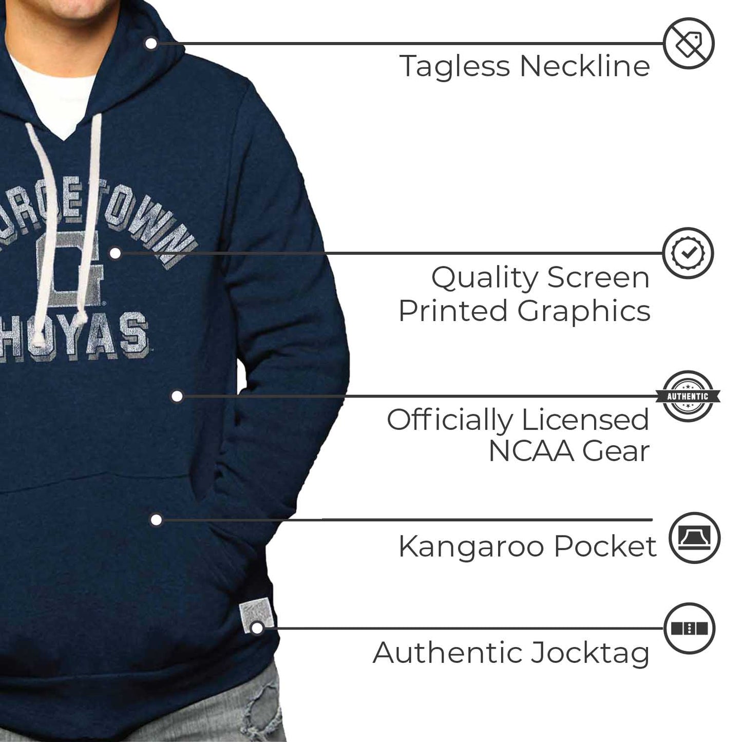 Georgetown Hoyas Adult University Hoodie - Navy