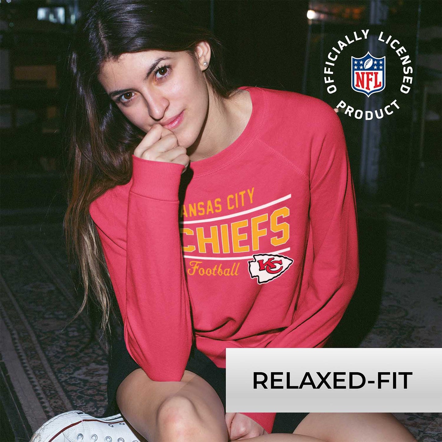 Kansas City Chiefs NFL Womens Crew Neck Light Weight - Red