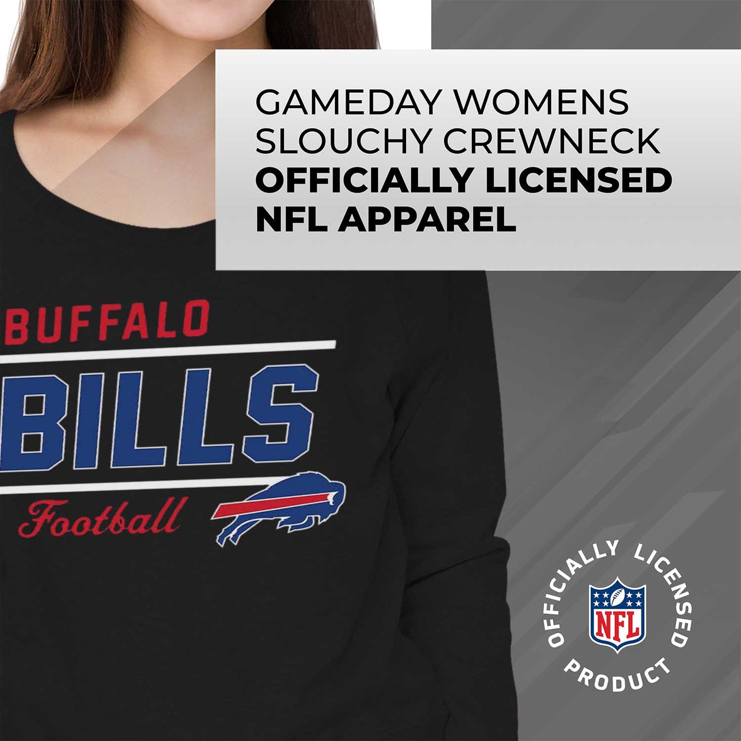 Buffalo Bills NFL Womens Crew Neck Light Weight - Black