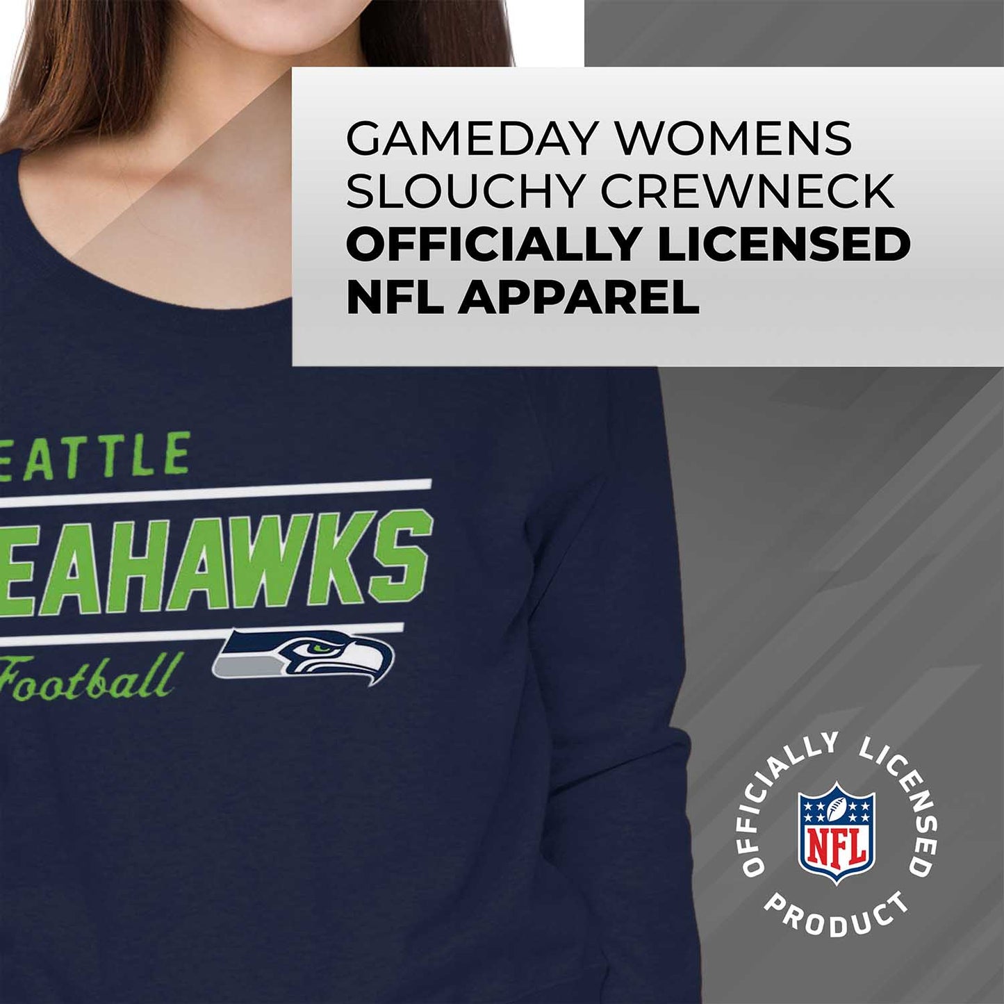 Seattle Seahawks NFL Womens Crew Neck Light Weight - Navy