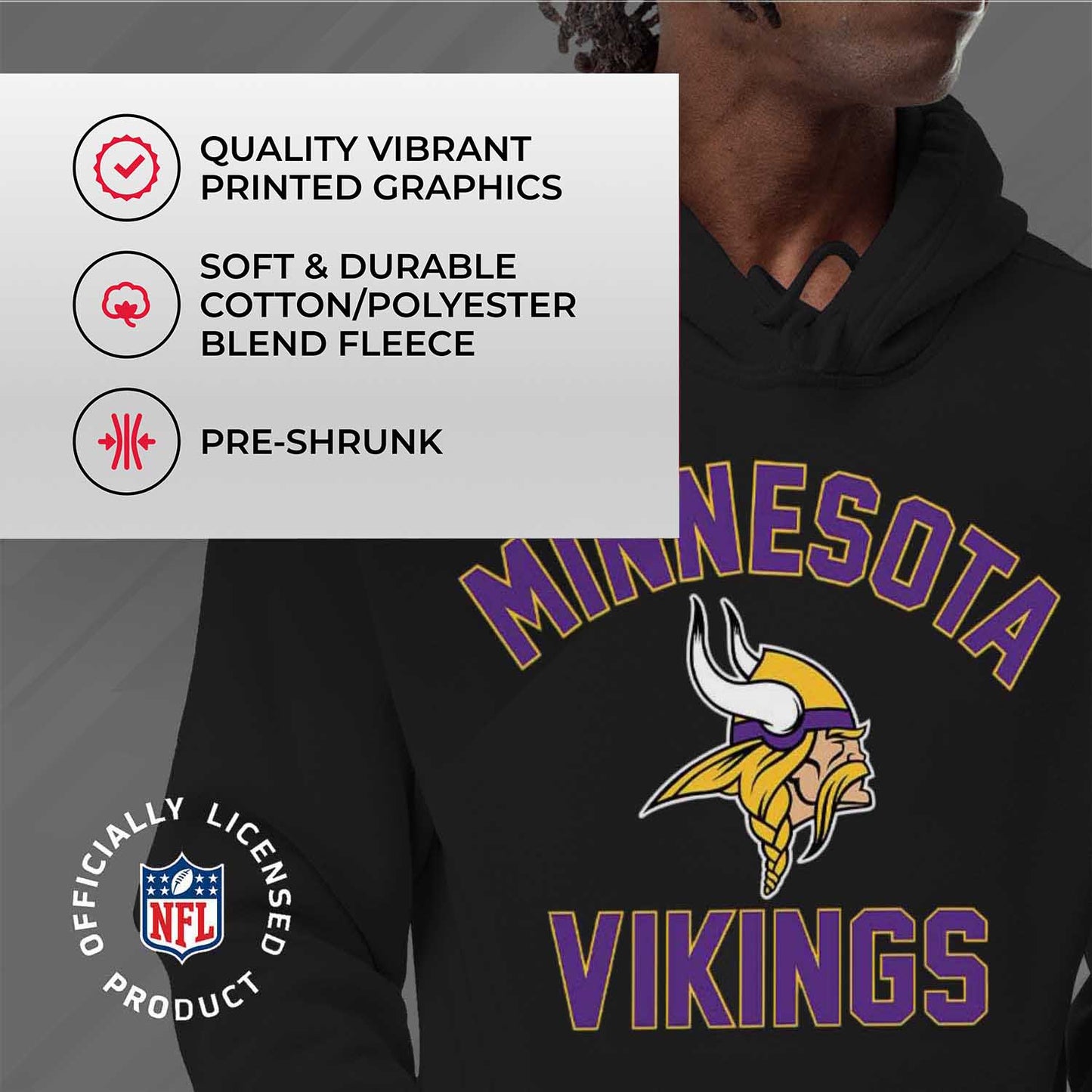 Minnesota Vikings NFL Adult Gameday Hooded Sweatshirt - Black