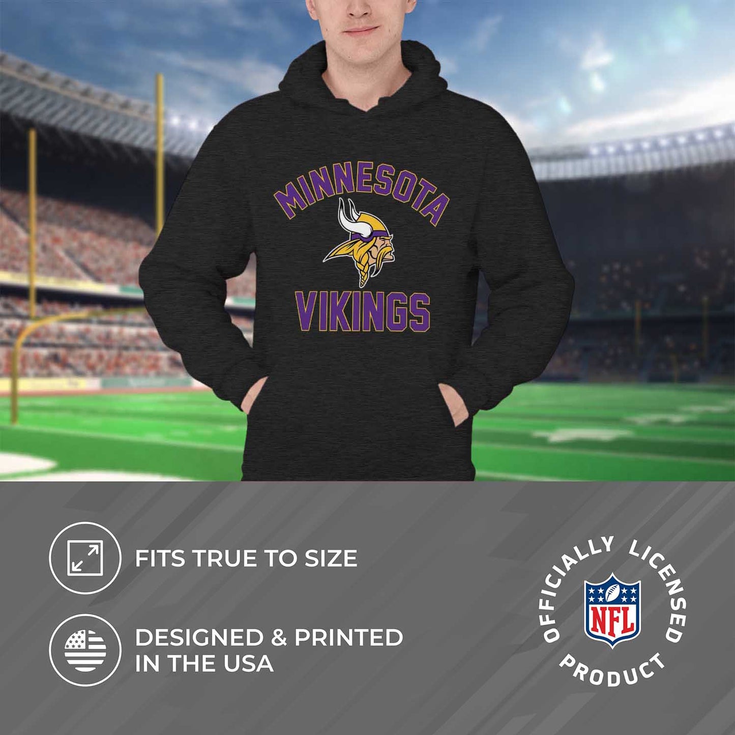 Minnesota Vikings NFL Adult Gameday Hooded Sweatshirt - Charcoal