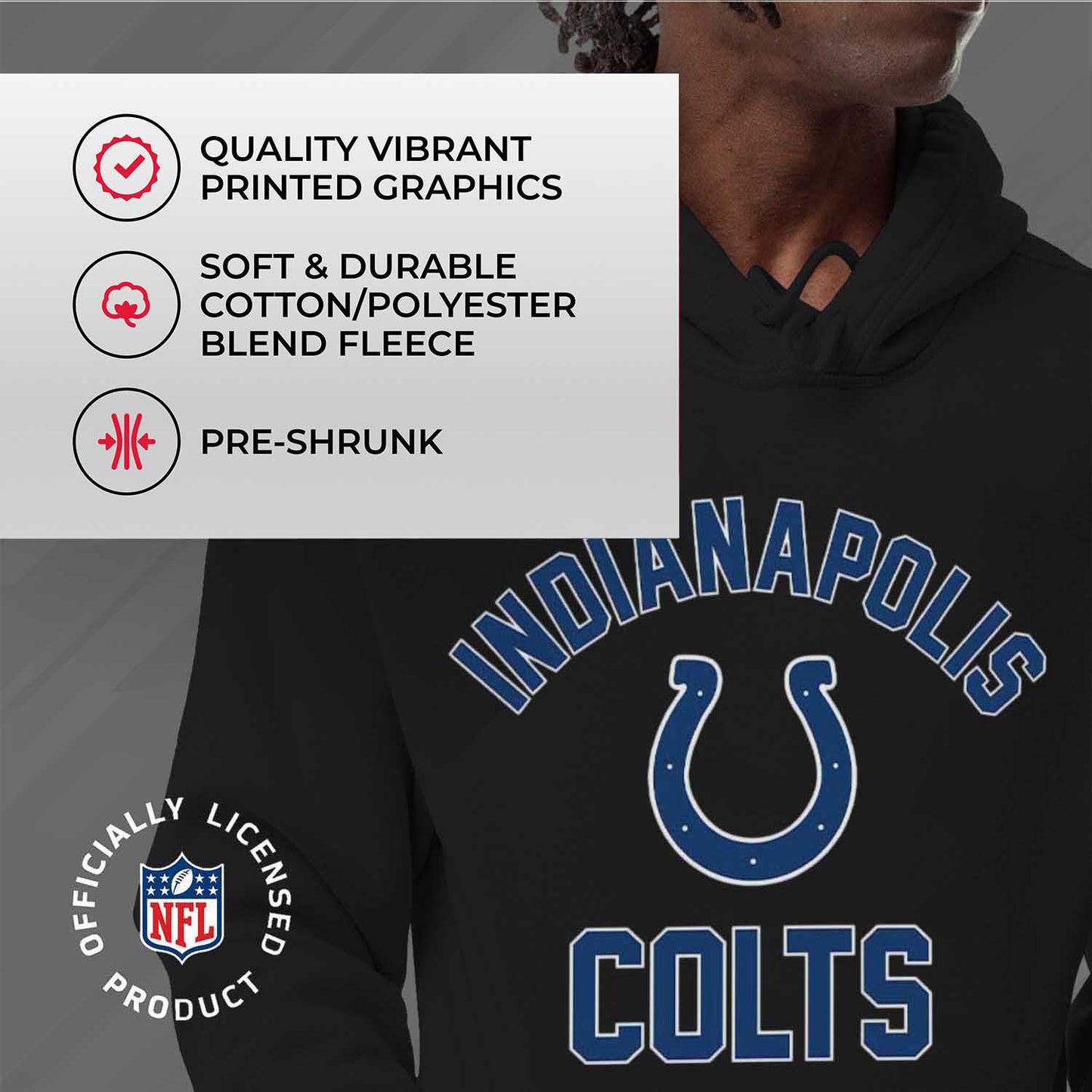 Indianapolis Colts NFL Adult Gameday Hooded Sweatshirt - Black