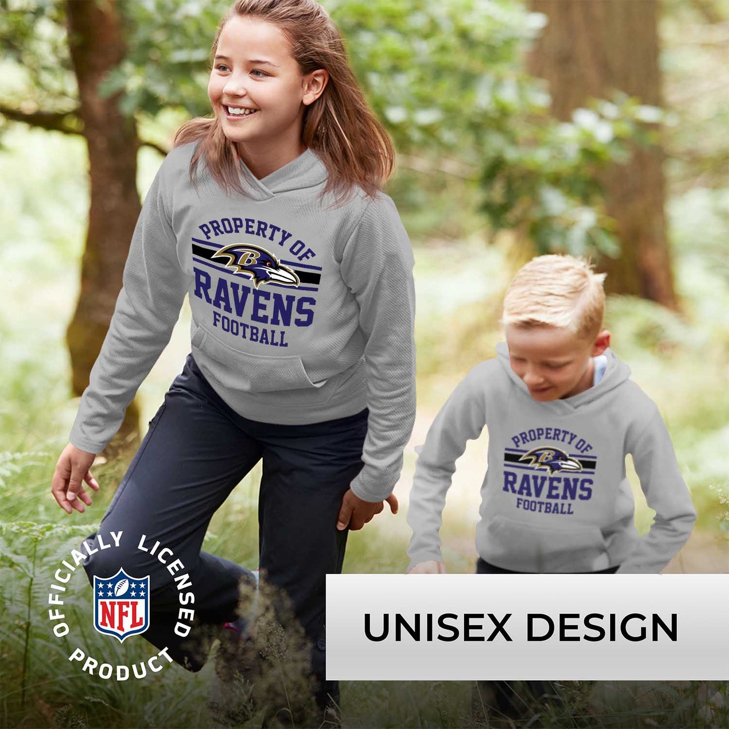 Baltimore Ravens NFL Youth Property Of Hooded Sweatshirt - Sport Gray