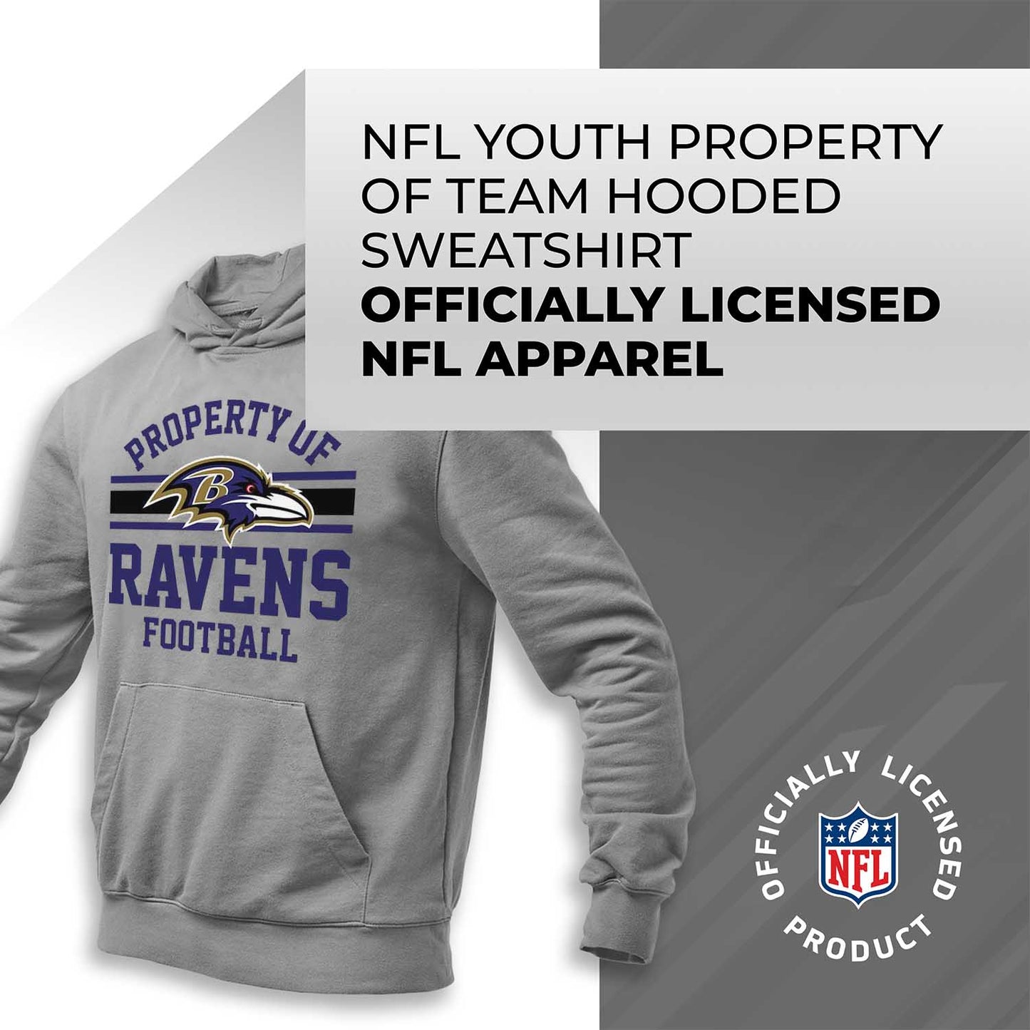 Baltimore Ravens NFL Youth Property Of Hooded Sweatshirt - Sport Gray