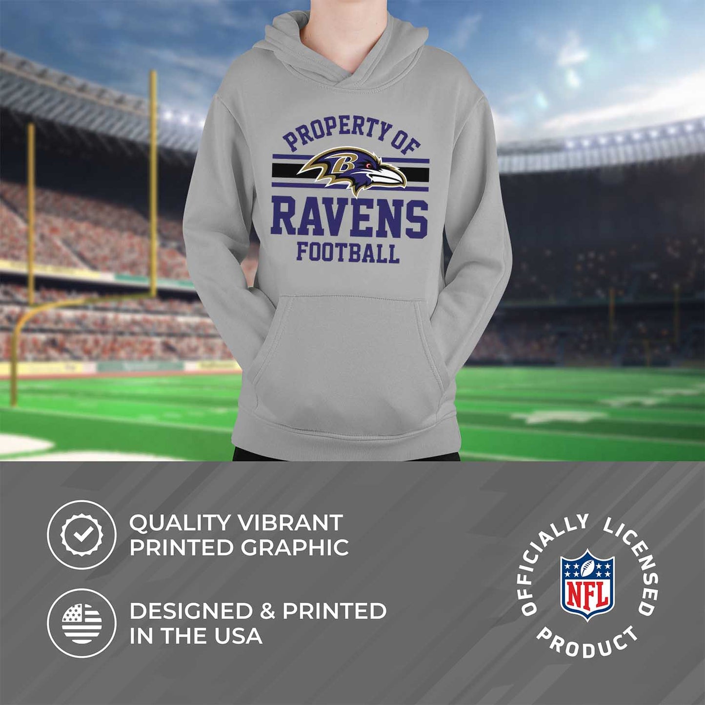 Baltimore Ravens NFL Youth Property Of Hooded Sweatshirt - Sport Gray