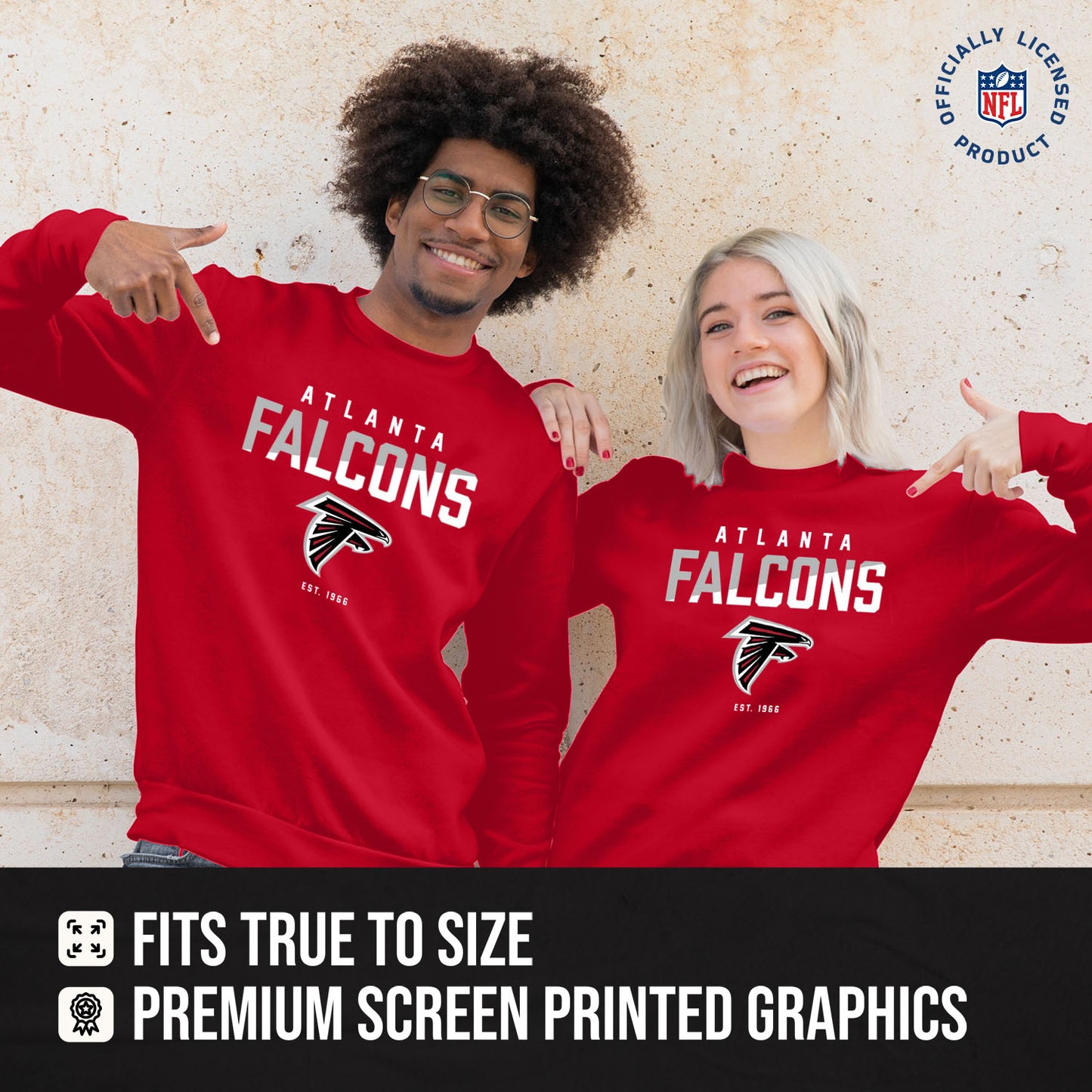 Atlanta Falcons Adult NFL Diagonal Fade Color Block Crewneck Sweatshirt - Red