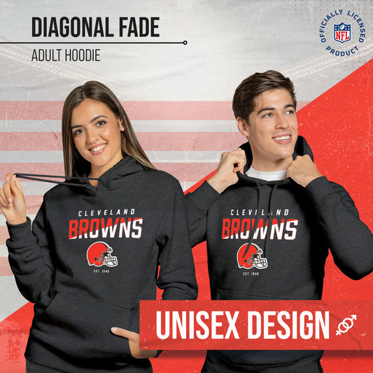 Cleveland Browns Adult NFL Diagonal Fade Fleece Hooded Sweatshirt - Charcoal
