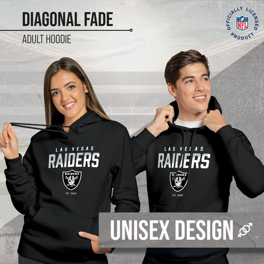 Las Vegas Raiders Adult NFL Diagonal Fade Fleece Hooded Sweatshirt - Black